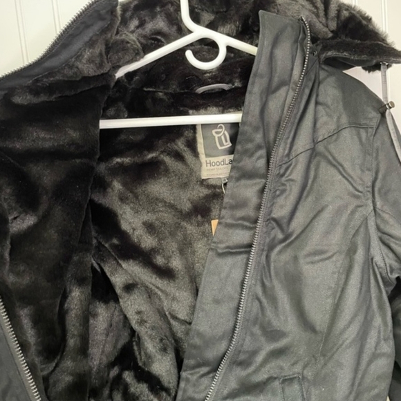Hoodlamb Ladies Long Nightwatch Black Size Medium Coat Jacket Vegan Hemp - Picture 4 of 8